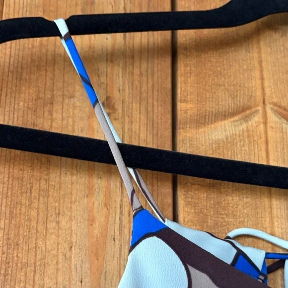 Manuhealii Blue, Brown & Cream Abstract Print Mini Dress - Picture 2 of 6